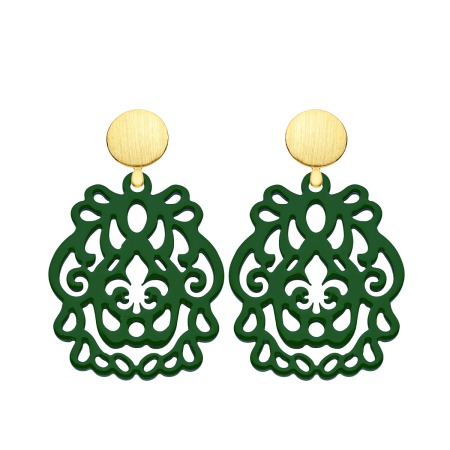 Ornament Ohrringe Grün mit Wechselsystem in Gold aus der Bali Kollektion von Romy North