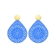 individuelle Ohrringe Blau mit Ornamenten mit matte Goldstecker von Romy North