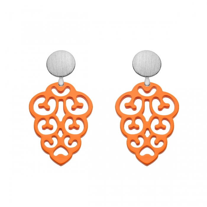 Ohrringe orange aus Horn mit Wechselsystem in Silber aus der Korsika Kollektion von Romy North