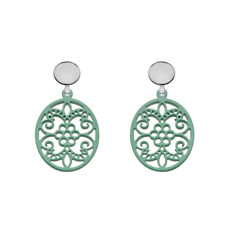 Ohrringe Jade mit Stecker und mit Ornamenten aus Horn von Romy North