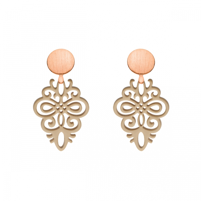 Ohrringe beige mit Ornamentenmit Wechselsystem in Rose aus der Saona Kollektion von Romy North
