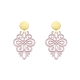 Ohrringe rosa aus Horn mit matte Goldstecker mit Ornamente aus der Saona Kollektion von Romy North