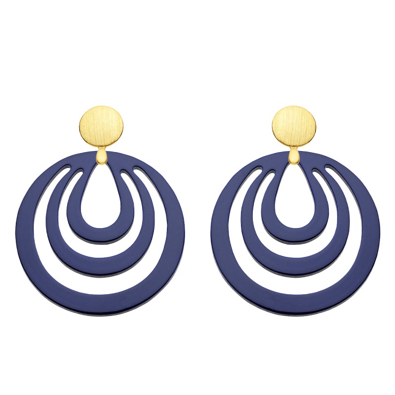 Ohrringe rund aus Horn in Blau aus der Caladesi Kollektion von Romy North