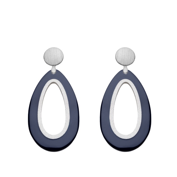 Tropfen Ohrringe aus Horn in Blau und Silberstecker aus der Calala Kollektion von Romy North