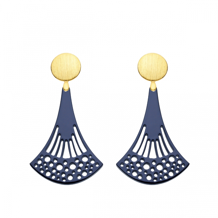 Blaue Ohrringe kaufen in Blau mit Wechselsystem in Gold aus der Pinza Kollektion von Romy North