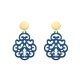 Ohrringe Blau für Damen in Tropfenform aus Horn mit matte Goldstecker von Romy North