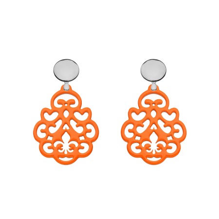 Hängende Ohrringe aus Horn in Orange mit echte Silberstecker von Romy North