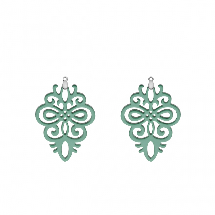 Anhänger grün aus Horn mit Ornamenten für Wechselohrringe in Silber von Romy North