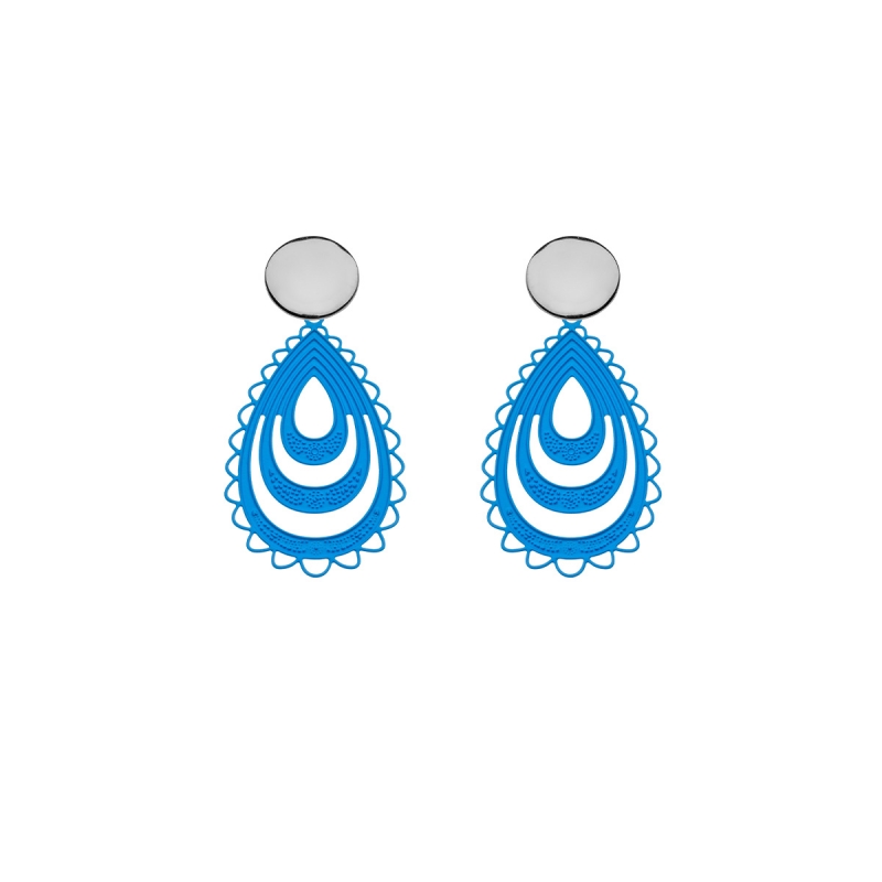 Ohrringe Blau Tropfen mit Silberstecker aus der Elba Kollektion von Romy North