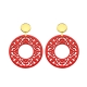 Ohrringe rot in runder Form aus Horn mit Ornamenten und Goldstecker von Romy North