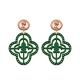 Münze Ohrringe elegant in Grün aus Horn mit Ohrstecker Rosegold