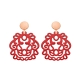 Ohrringe rot mit Ornamenten aus Horn mit matte Rosestecker
