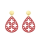 Ohrringe Rot in Tropfenform mit verspielten Ornamenten aus Horn mit matte Goldstecker von Romy North