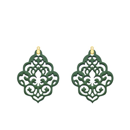 Anhänger Tracht aus Horn in Grün mit Ornamenten für das Wechselsystem in Gold von Romy North
