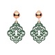 Trend Ohrringe Ohrclips aus Horn mit Ornamenten in Grün mit Clips in Rosegold