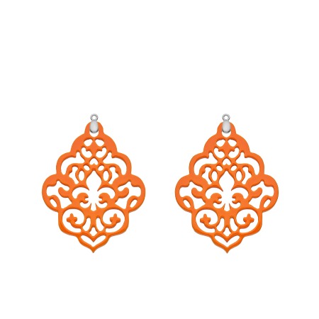 Trend Schmuck Anhänger aus Horn in Orange mit Ornamenten für die Wechselohrringe in Silber aus der Kuba Kollektion von Romy North