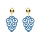 Ohrclips Blau mit Gold und Ornamenten aus Horn aus der Korsika Kollektion von Romy North