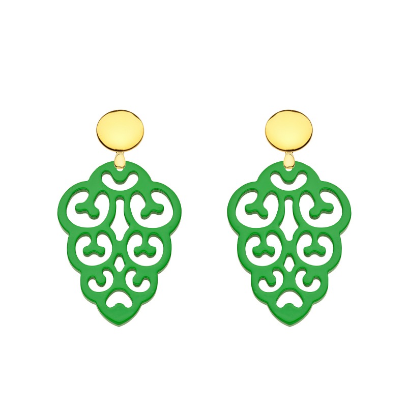 Ohrringe Tracht aus Horn in Grün in Tropfenform aus der Korsika Kollektion von Romy North