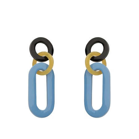 Trend Ohrringe mit Elementen aus Horn mit Elementen in runder Form aus Horn in Hellblau aus der Nias Kollektion von Romy North