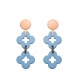 Besondere Ohrringe in Blau mit Wechselsystem in Blumenform und runde Ohrstecker in Rosegold