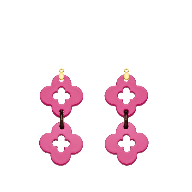 Designer Schmuck aus Horn in Pink mit Blume für das Wechselsystem von Romy North