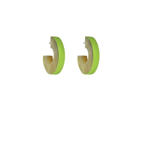 runde Ohrringe klein Creolen aus Horn mit grünem Streifen von Romy North