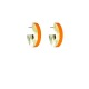 Kleine runde Ohrringe aus Horn mit orangem Streifen mit Ohrstecker von Romy North