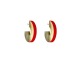 Ohrringe klein rund aus Horn mit rotem Streifen von Romy Norrh