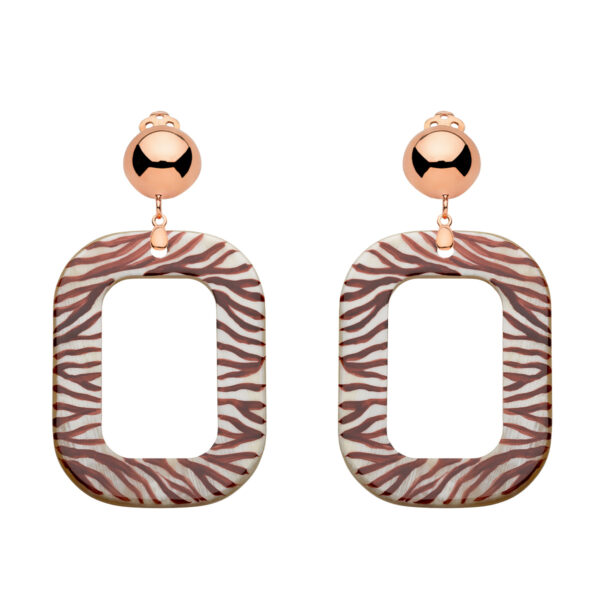 Trend Ohrschmuck Ohrclips hängend mit Tigerstreifen in Braun mit Clips in Rosegold